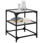 vidaXL Mese cafea blat din sticlă transparentă 2 buc. 40x40x45 cm oțel