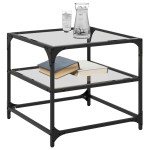 vidaXL Măsuță de cafea, blat din sticlă transparentă, 50x50x45 cm oțel vidaXL Măsuță de cafea, blat din sticlă transparentă, 50x50x45 cm oțel