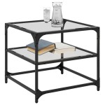 vidaXL Mese cafea blat din sticlă transparentă 2 buc. 50x50x45 cm oțel