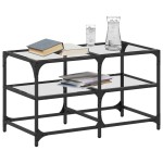 vidaXL Măsuță de cafea blat din sticlă transparentă 78,5x40x45 cm oțel vidaXL Măsuță de cafea blat din sticlă transparentă 78,5x40x45 cm oțel