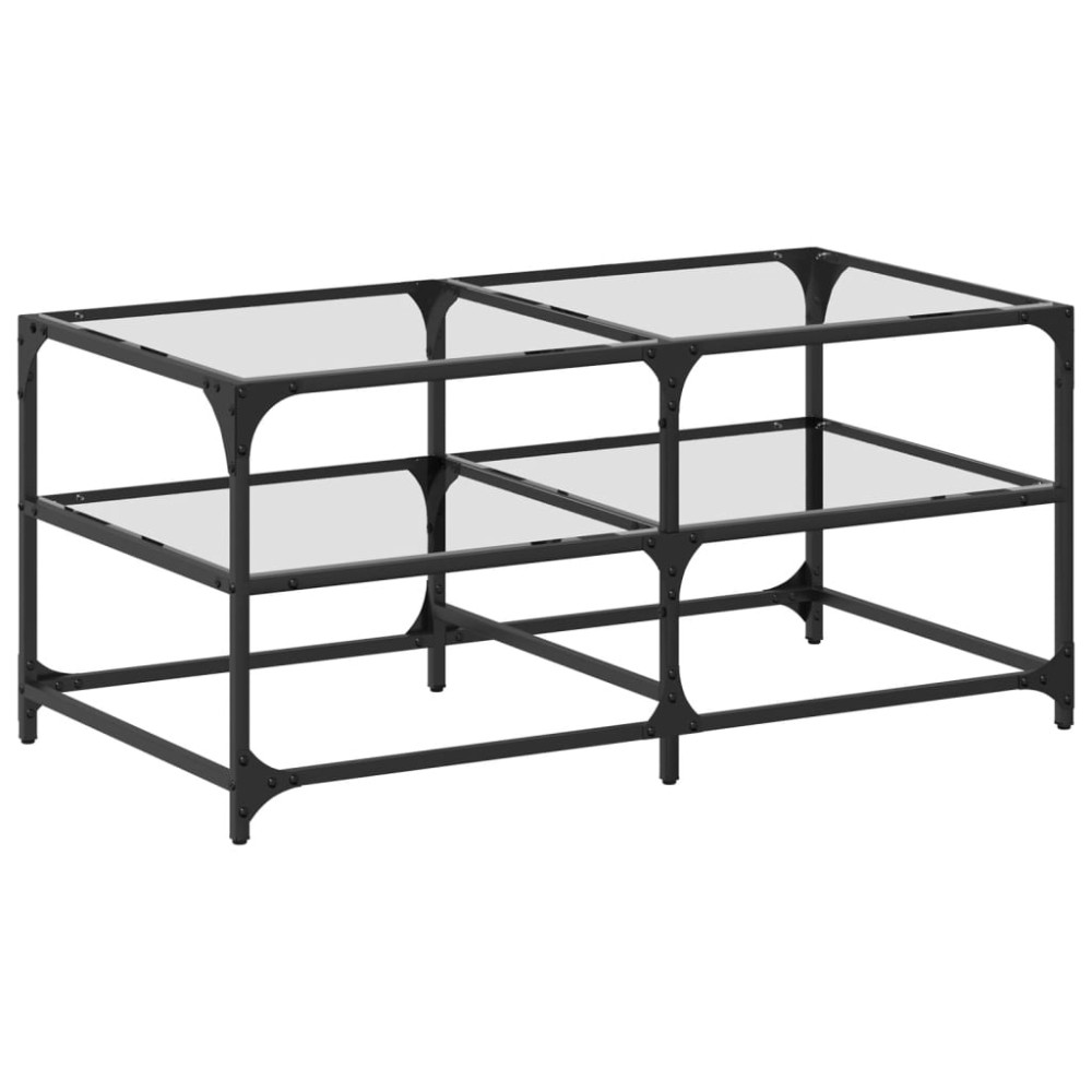 vidaXL Măsuță de cafea cu blat sticlă transparentă 98,5x50x45 cm oțel