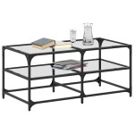 vidaXL Măsuță de cafea cu blat sticlă transparentă 98,5x50x45 cm oțel vidaXL Măsuță de cafea cu blat sticlă transparentă 98,5x50x45 cm oțel