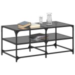 vidaXL Măsuță de cafea cu blat din sticlă neagră 98,5x50x45 cm oțel vidaXL Măsuță de cafea cu blat din sticlă neagră 98,5x50x45 cm oțel