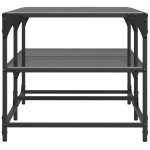 vidaXL Măsuță de cafea cu blat din sticlă neagră 98,5x50x45 cm oțel vidaXL Măsuță de cafea cu blat din sticlă neagră 98,5x50x45 cm oțel