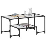 vidaXL Măsuță de cafea cu blat sticlă transparentă 98,5x50x45 cm oțel vidaXL Măsuță de cafea cu blat sticlă transparentă 98,5x50x45 cm oțel