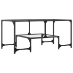 vidaXL Măsuță de cafea cu blat sticlă transparentă 98,5x50x45 cm oțel vidaXL Măsuță de cafea cu blat sticlă transparentă 98,5x50x45 cm oțel