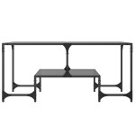 vidaXL Măsuță de cafea cu blat din sticlă neagră 98,5x50x45 cm oțel vidaXL Măsuță de cafea cu blat din sticlă neagră 98,5x50x45 cm oțel