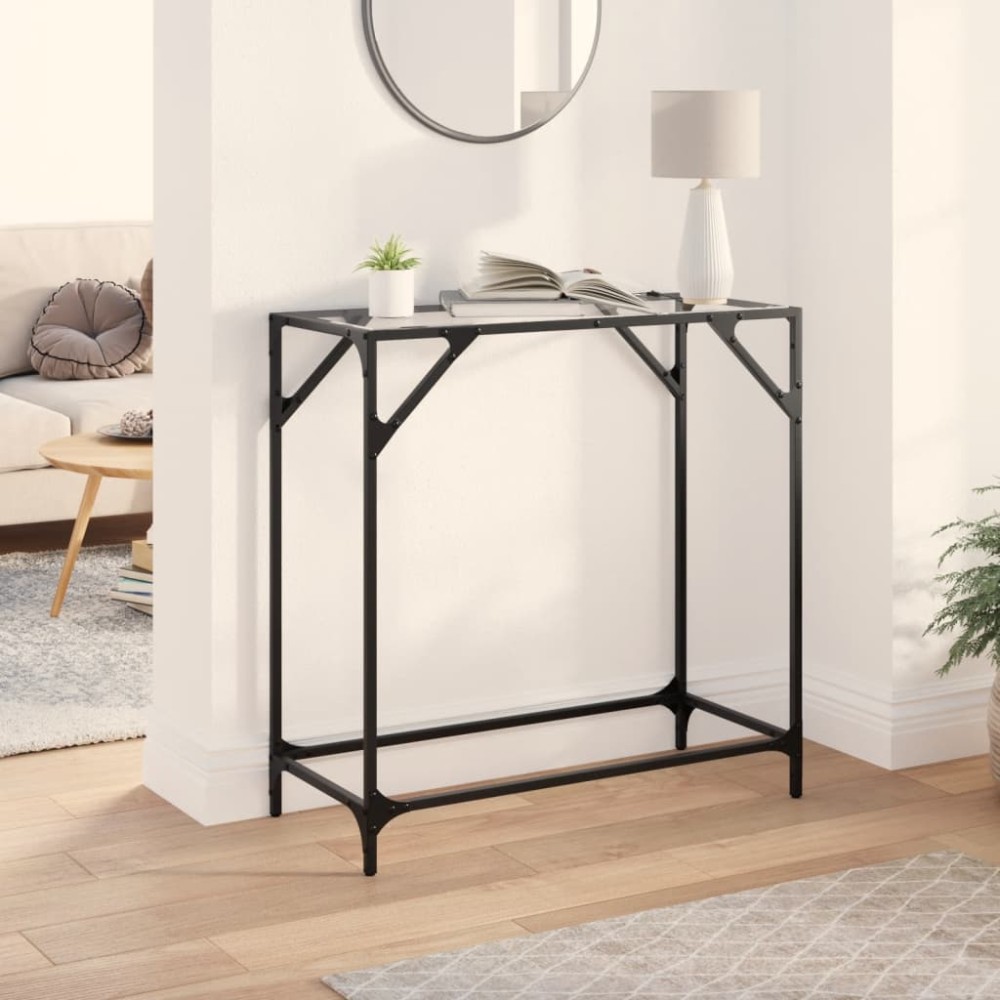 vidaXL Măsuță de cafea, blat din sticlă transparentă, 80x35x81 cm oțel