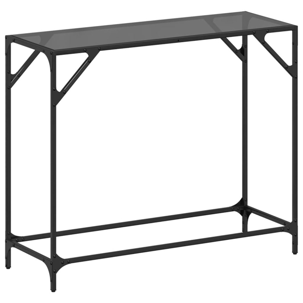 vidaXL Măsuță de cafea, blat din sticlă negră, 98x35x81 cm, oțel