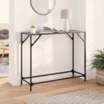 vidaXL Măsuță de cafea, blat din sticlă negră, 98x35x81 cm, oțel vidaXL Măsuță de cafea, blat din sticlă negră, 98x35x81 cm, oțel