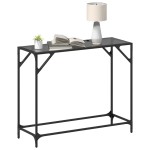 vidaXL Măsuță de cafea, blat din sticlă negră, 98x35x81 cm, oțel vidaXL Măsuță de cafea, blat din sticlă negră, 98x35x81 cm, oțel