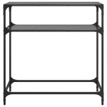 vidaXL Măsuță de cafea, blat din sticlă negră, 80x35x81 cm, oțel vidaXL Măsuță de cafea, blat din sticlă negră, 80x35x81 cm, oțel