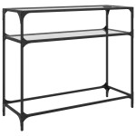 vidaXL Măsuță de cafea, blat din sticlă transparentă, 98x35x81 cm oțel vidaXL Măsuță de cafea, blat din sticlă transparentă, 98x35x81 cm oțel