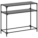 vidaXL Măsuță de cafea, blat din sticlă negră, 98x35x81 cm, oțel vidaXL Măsuță de cafea, blat din sticlă negră, 98x35x81 cm, oțel