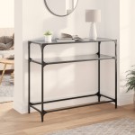 vidaXL Măsuță de cafea, blat din sticlă negră, 98x35x81 cm, oțel vidaXL Măsuță de cafea, blat din sticlă negră, 98x35x81 cm, oțel