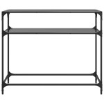 vidaXL Măsuță de cafea, blat din sticlă negră, 98x35x81 cm, oțel vidaXL Măsuță de cafea, blat din sticlă negră, 98x35x81 cm, oțel