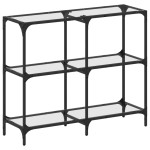 vidaXL Măsuță de cafea, blat din sticlă transparentă, 98x30x81 cm oțel vidaXL Măsuță de cafea, blat din sticlă transparentă, 98x30x81 cm oțel