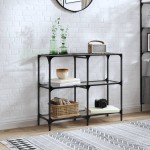 vidaXL Măsuță de cafea, blat din sticlă transparentă, 98x30x81 cm oțel vidaXL Măsuță de cafea, blat din sticlă transparentă, 98x30x81 cm oțel