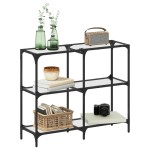 vidaXL Măsuță de cafea, blat din sticlă transparentă, 98x30x81 cm oțel vidaXL Măsuță de cafea, blat din sticlă transparentă, 98x30x81 cm oțel