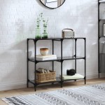 vidaXL Măsuță de cafea, blat din sticlă negră, 98x30x81 cm, oțel vidaXL Măsuță de cafea, blat din sticlă negră, 98x30x81 cm, oțel