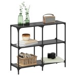 vidaXL Măsuță de cafea, blat din sticlă negră, 98x30x81 cm, oțel vidaXL Măsuță de cafea, blat din sticlă negră, 98x30x81 cm, oțel