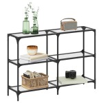 vidaXL Măsuță de cafea blat din sticlă transparentă 118,5x30x81cm oțel vidaXL Măsuță de cafea blat din sticlă transparentă 118,5x30x81cm oțel