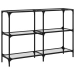 vidaXL Măsuță de cafea blat din sticlă transparentă 118,5x30x81cm oțel vidaXL Măsuță de cafea blat din sticlă transparentă 118,5x30x81cm oțel