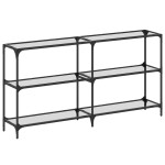 vidaXL Măsuță de cafea blat din sticlă transparentă 158,5x30x81cm oțel vidaXL Măsuță de cafea blat din sticlă transparentă 158,5x30x81cm oțel
