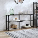 vidaXL Măsuță de cafea blat din sticlă transparentă 158,5x30x81cm oțel vidaXL Măsuță de cafea blat din sticlă transparentă 158,5x30x81cm oțel