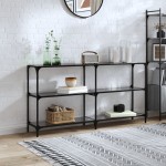vidaXL Măsuță de cafea, blat din sticlă negră, 158,5x30x81 cm, oțel vidaXL Măsuță de cafea, blat din sticlă negră, 158,5x30x81 cm, oțel