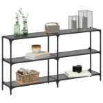 vidaXL Măsuță de cafea, blat din sticlă negră, 158,5x30x81 cm, oțel vidaXL Măsuță de cafea, blat din sticlă negră, 158,5x30x81 cm, oțel