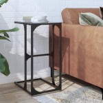 vidaXL Măsuță laterală blat din sticlă neagră 40x30x61,5 cm oțel vidaXL Măsuță laterală blat din sticlă neagră 40x30x61,5 cm oțel