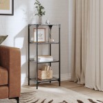 vidaXL Suport de depozitare, blat din sticlă neagră, 40x30x95 cm, oțel vidaXL Suport de depozitare, blat din sticlă neagră, 40x30x95 cm, oțel