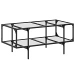 vidaXL Măsuță de cafea cu blat sticlă transparentă 98,5x50x45 cm oțel vidaXL Măsuță de cafea cu blat sticlă transparentă 98,5x50x45 cm oțel