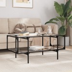 vidaXL Măsuță de cafea cu blat sticlă transparentă 98,5x50x45 cm oțel vidaXL Măsuță de cafea cu blat sticlă transparentă 98,5x50x45 cm oțel