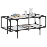 vidaXL Măsuță de cafea cu blat sticlă transparentă 98,5x50x45 cm oțel vidaXL Măsuță de cafea cu blat sticlă transparentă 98,5x50x45 cm oțel