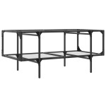 vidaXL Măsuță de cafea cu blat sticlă transparentă 98,5x50x45 cm oțel vidaXL Măsuță de cafea cu blat sticlă transparentă 98,5x50x45 cm oțel