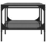 vidaXL Măsuță de cafea cu blat din sticlă neagră 98,5x50x45 cm oțel vidaXL Măsuță de cafea cu blat din sticlă neagră 98,5x50x45 cm oțel