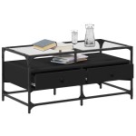 vidaXL Măsuță de cafea cu blat din sticlă negru 98,5x50x45 cm oțel vidaXL Măsuță de cafea cu blat din sticlă negru 98,5x50x45 cm oțel