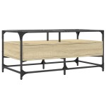 vidaXL Măsuță cafea cu blat din sticlă stejar sonoma 98,5x50x45cm oțel vidaXL Măsuță cafea cu blat din sticlă stejar sonoma 98,5x50x45cm oțel