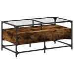 vidaXL Măsuță cafea blat din sticlă stejar fumuriu 98,5x50x45 cm oțel vidaXL Măsuță cafea blat din sticlă stejar fumuriu 98,5x50x45 cm oțel
