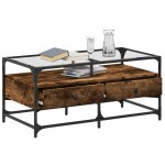 vidaXL Măsuță cafea blat din sticlă stejar fumuriu 98,5x50x45 cm oțel vidaXL Măsuță cafea blat din sticlă stejar fumuriu 98,5x50x45 cm oțel