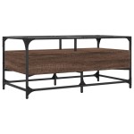 vidaXL Măsuță cafea cu blat din sticlă stejar maro 98,5x50x45 cm oțel vidaXL Măsuță cafea cu blat din sticlă stejar maro 98,5x50x45 cm oțel