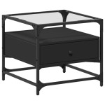 vidaXL Măsuță de cafea cu blat din sticlă negru 50x50x45 cm oțel vidaXL Măsuță de cafea cu blat din sticlă negru 50x50x45 cm oțel