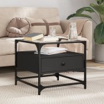 vidaXL Măsuță de cafea cu blat din sticlă negru 50x50x45 cm oțel vidaXL Măsuță de cafea cu blat din sticlă negru 50x50x45 cm oțel