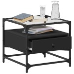 vidaXL Măsuță de cafea cu blat din sticlă negru 50x50x45 cm oțel vidaXL Măsuță de cafea cu blat din sticlă negru 50x50x45 cm oțel