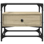 vidaXL Măsuță cafea cu blat din sticlă stejar sonoma 50x50x45 cm oțel vidaXL Măsuță cafea cu blat din sticlă stejar sonoma 50x50x45 cm oțel