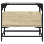 vidaXL Măsuță cafea cu blat din sticlă stejar sonoma 50x50x45 cm oțel vidaXL Măsuță cafea cu blat din sticlă stejar sonoma 50x50x45 cm oțel