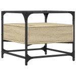 vidaXL Măsuță cafea cu blat din sticlă stejar sonoma 50x50x45 cm oțel vidaXL Măsuță cafea cu blat din sticlă stejar sonoma 50x50x45 cm oțel