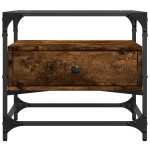 vidaXL Măsuță cafea blat din sticlă stejar fumuriu 50x50x45 cm oțel vidaXL Măsuță cafea blat din sticlă stejar fumuriu 50x50x45 cm oțel